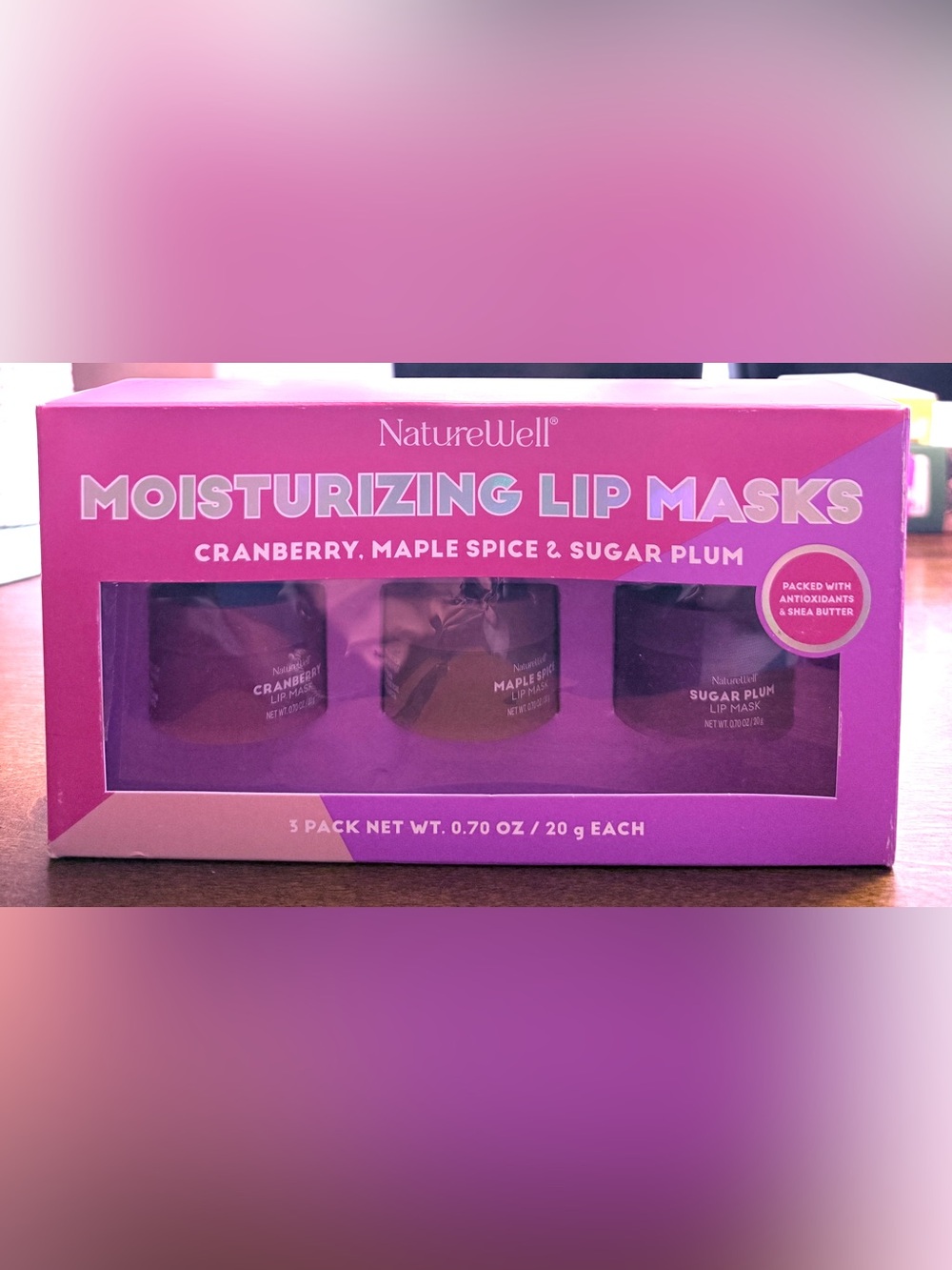 NatureWell Hydrating Lip Masks, Cranberry, Maple Spice, & Sugar Plum 0.70 Ounce